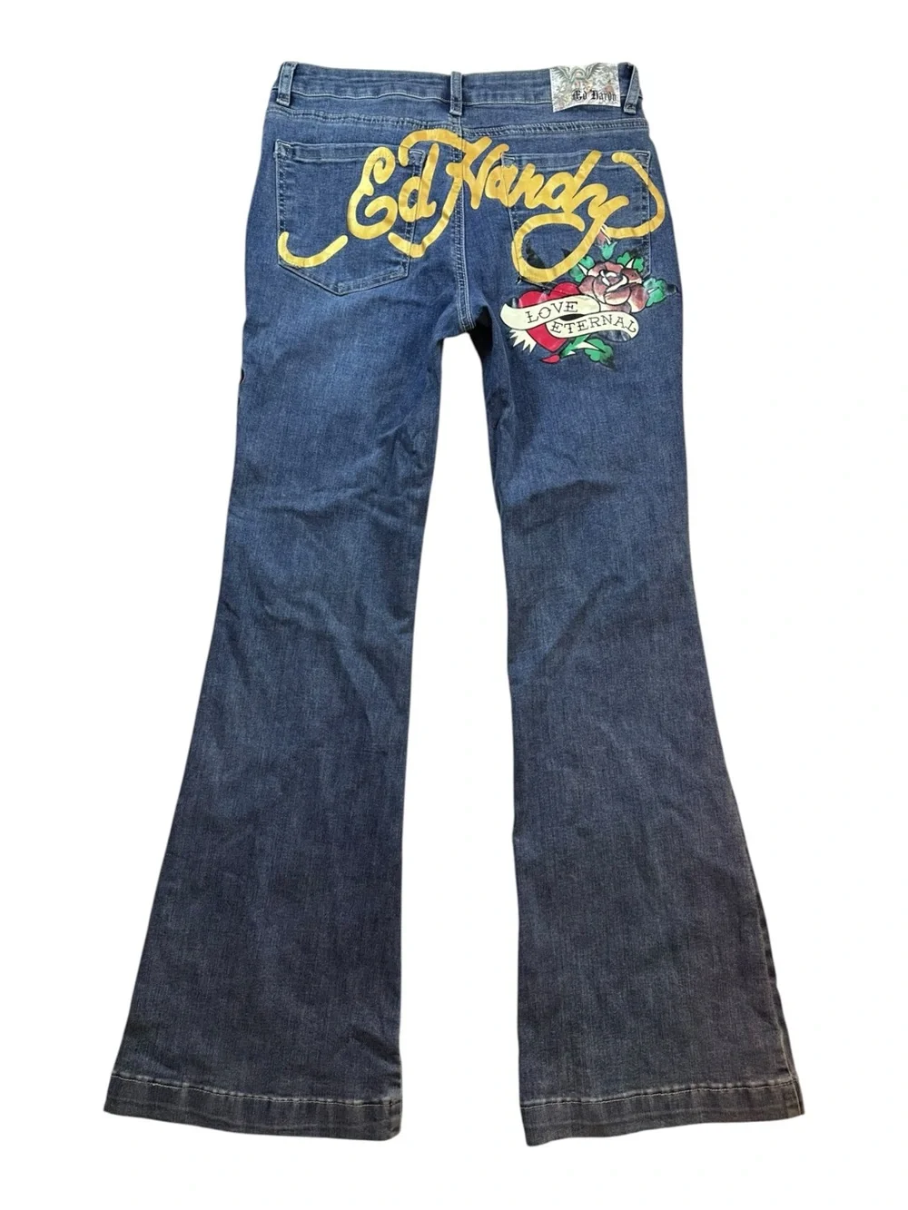 Ed Hardy Y2K True Love Embroidered Denim Fit and Flare Women's Jeans Size 30
